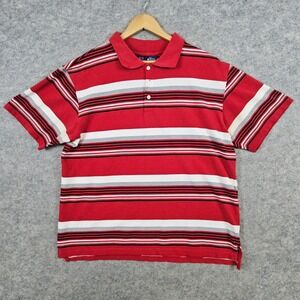 Bugle Boy Men's Knit Polo Shirt Size L‎ Cotton/Polyester Blend Striped STAINS